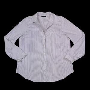 Lafayette 148 Shirt in White/Blue | Size L